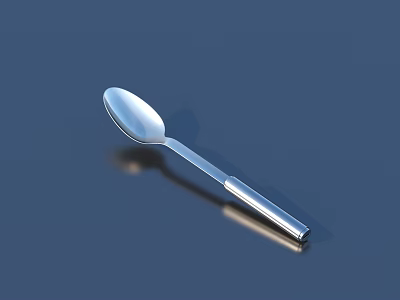 Modern Tableware Set Featuring Sleek Stainless Steel Silver Spoon And Reflective Surface 3d model