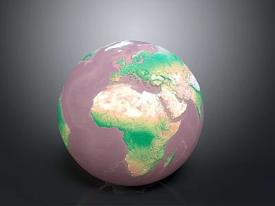 3D Earth Globe Model With Purple Background Green And Beige Continents 3d model