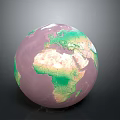 3D Earth Globe Model With Purple Background Green And Beige Continents