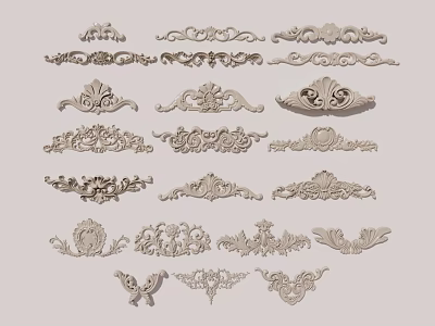 Various Intricate Carved Decorative Ornaments for Furniture and Home Decor 3d model