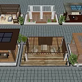 Various Modern Outdoor Pavilions With Wooden Structures Glass Roofs Solar Panels And Green Plants