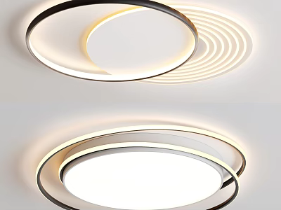 Modern Circular Ceiling Light With Layered Rings And LED Warm White Glow 3d model