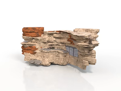 Natural Geological Rock Formation With Layered Strata Structure And Textured Surfaces 3d model