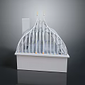 Detailed White Architectural Model With Arched Roof Decorative Spires And Chimney