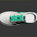 White Sneakers With Green Laces And Contrast Logo Design Details For Casual Wear