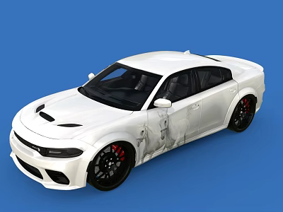 White Sports Sedan With Black Wheels Red Brake Calipers And Sporty Exterior Design 3d model