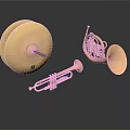 Golden Household Decorative Ornaments With Round Plate Trumpet And Horn Shapes