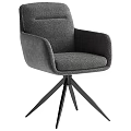 Modern Beige Upholstered Office Chair With Ergonomic Armrests And Black Metal Tripod Base