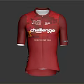 Red Cycling Jersey Short Sleeve With Challenge Graphic Design Sportswear