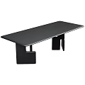 Modern Black Long Dining Table With Unique Geometric Legs And Minimalist Design