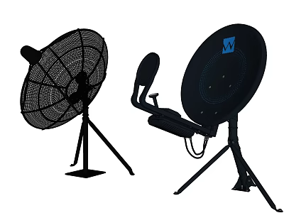 Public Communication Satellite Dishes With Tripod Stands For Outdoor Use 3d model