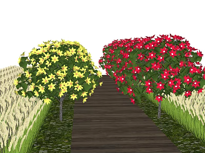 Modern Plant Landscape Plants Evergreen Shrubs Pennisetum Reed Flowers Green Plants 3d model