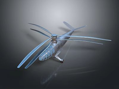 Sleek Modern Helicopter Design With Metallic Body And Multi Rotor Structure 3d model