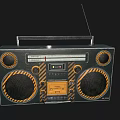 Retro FM Radio Boombox Speaker with Dual Striped Speakers Handle and Vintage Design