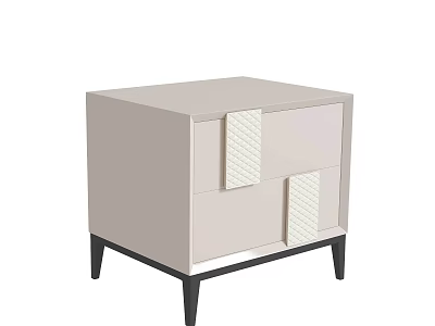 Modern Beige Nightstand With Textured Drawer Fronts And Black Legs 3d model