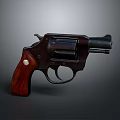 Classic Revolver Handgun With Wooden Grip Dark Metal Body And Sleek Design