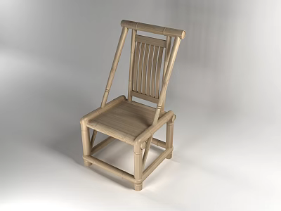 Wooden Leisure Chair with Slatted Backrest Simple Design Comfortable Seat for Indoor Outdoor Use 3d model