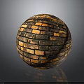 Textured Brick Sphere With Orange Brown Bricks And Smooth Round Shape On Dark Background 3d model
