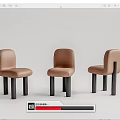 Modern Dining Table Set with Beige Upholstered Chairs Marble Tabletop and Decorative Vase Fruit Bowl