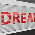 White Square Tiles Background Wall Interior Design With Red DREAM Letters And Palm Plant