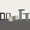 Modern Outdoor Lights with Various Shapes Black Frames White Stripes and Stone Cylindrical Tops