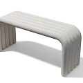 Two White Upholstered Sofa Benches With Curved Modern Design And Textured Surface