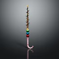 Festive Christmas Candy Cane Decoration With Star Branches And Colorful Balls
