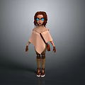 3D Cartoon Character With Brown Hair Blue Eyes Wearing Light Pink Cape And Brown Bag