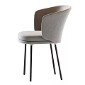 Modern Light Gray Upholstered Leisure Chair With Curved Backrest And Slim Black Legs