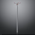 White Electrical Utility Pole With Red Insulators And Crossarms Structure