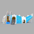 Garden Landscape Children's Playground Featuring Airplane Slide And Colorful Star Patterns