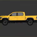 Yellow Modern Pickup Truck with Large Tires Black Accents and Truck Bed