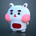 Cute White Plush Toy With Pink Ears Cheeks And Red Belly Cartoon Character