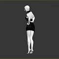White Mannequin In Black Outfit With Hands On Hips Against Gray Background