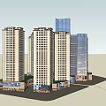 Modern Urban Architectural Complex Featuring High Rise Buildings And Glass Facades