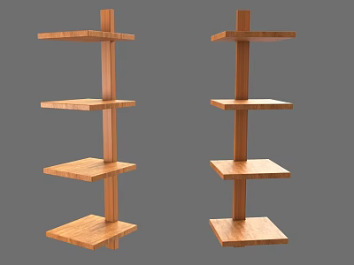 Wooden Open Design Shelving Units With Multiple Shelves For Storage And 3d model
