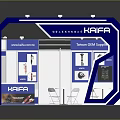 KAIFA Exhibition Booth With Blue And White Design Display Cabinets Tables And Chairs
