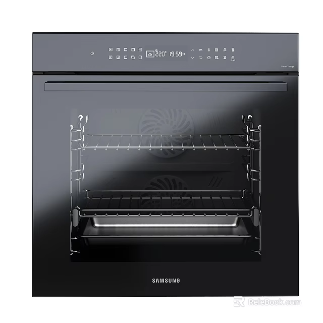 Samsung Black Oven Kitchen Appliance With Interior Racks And Control Panel 3d model