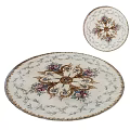 Round Rug With Elegant Floral Patterns And Vine Decor On Beige Background 3d model
