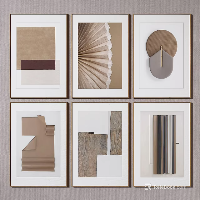 Modern Abstract Wall Art With Neutral Tones Geometric Patterns And Textured Designs 3d model