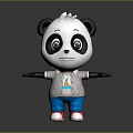Cute Panda Doll With Open Arms Wearing Colorful T Shirt Blue Pants Red Shoes