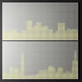 Modern Wall Art With Gray Grid Background And Yellow City Skyline Dots