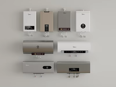 Wall Mounted Modern Kitchen Appliances With Digital Displays And Various Designs 3d model