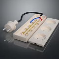 White Electrical Power Strip With Plug And Multiple Outlets For Household Appliance Use