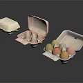 Fresh Brown Eggs In Open Paper Egg Cartons On Black Surface 3d model