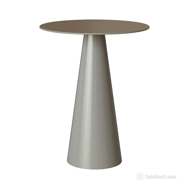 Sleek Modern Round Dining Table With Glossy Conical Stand For Elegant Home Dining Spaces 3d model 