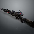 Character Weapon Featuring Dragon Decorated Black Firearm With Red Eyes And Metallic Design
