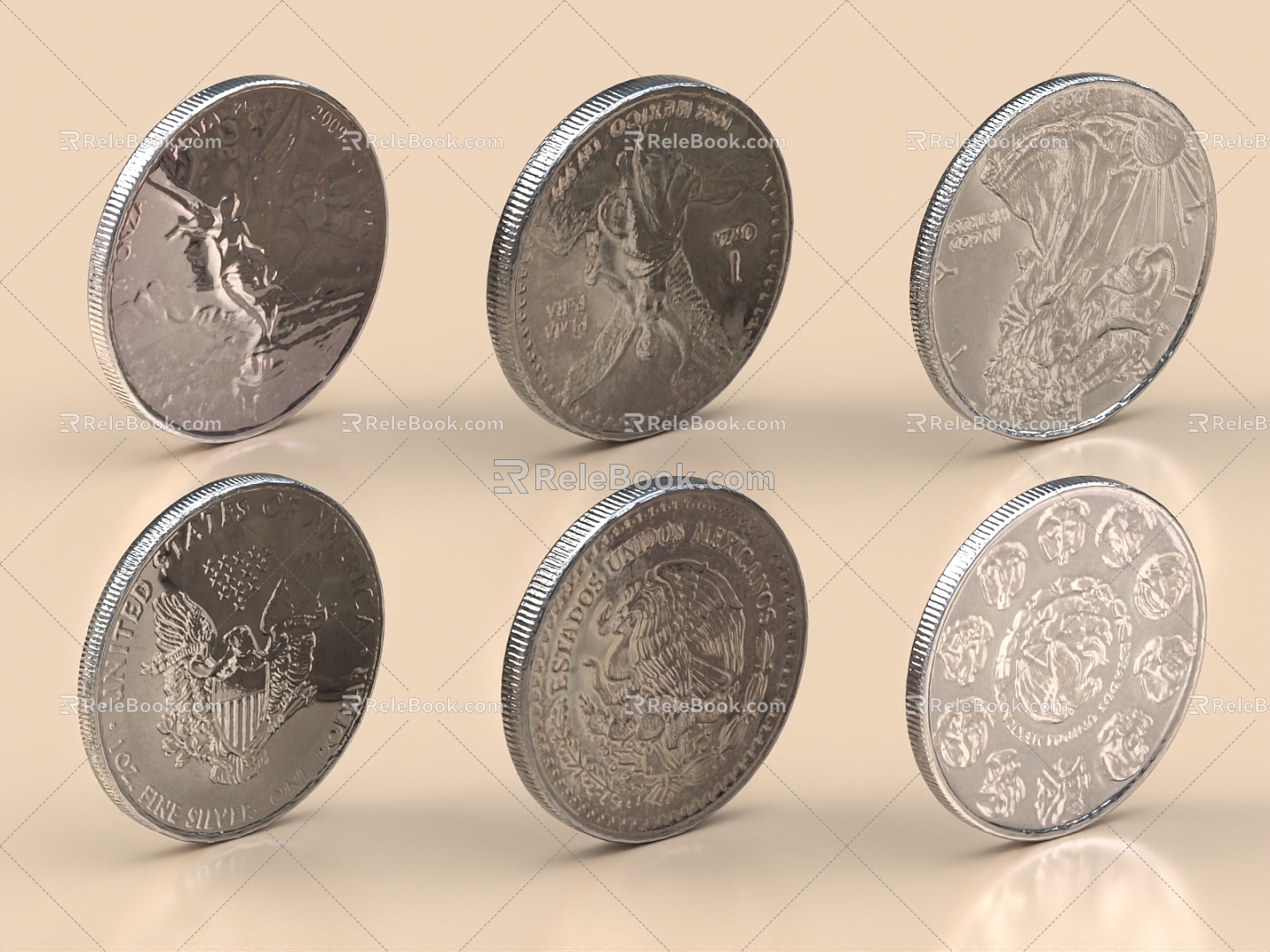 Coins Ocean Coins Antique Cultural Relics Ornaments Gold Coins Silver Coins Copper Coins Commemorative Coins Silver Dollars 3d model