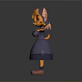 Cartoon Character With Orange Hair Glasses Purple Dress Red Top Outstretched Arms And Baton