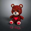Cute Brown Teddy Bear Plush Toy With Red Heart Pendant On Chest And Feet
